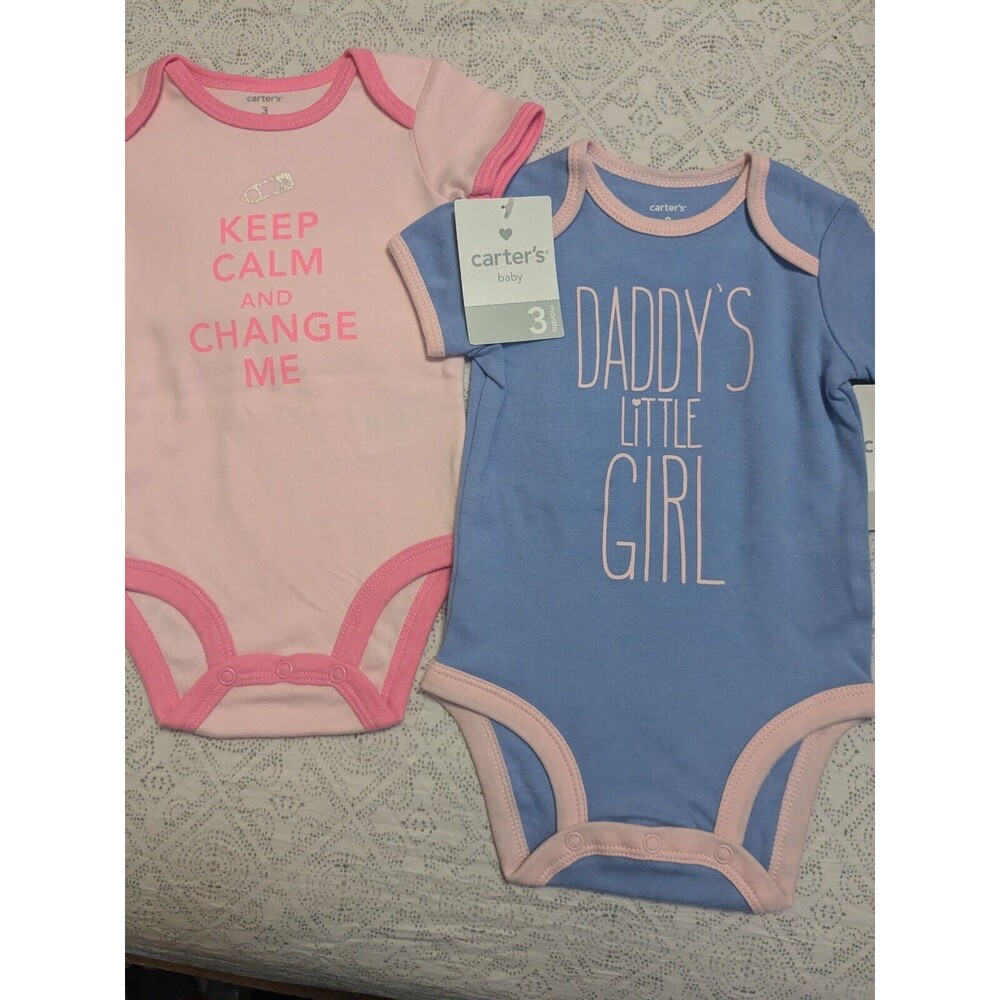 2 Baby Girls Graphic Bodysuit - Pink And Blue Size 3 Months NWT